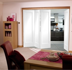 Roomfold Pattern 10 (panelled) White Primed Internal Folding Sliding Doors